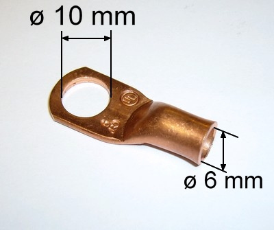 Cosse cuivre batterie Ø 10 mm -  : Pièces détachées pour  Buggy, PGO, SECMA, OXOBIKE